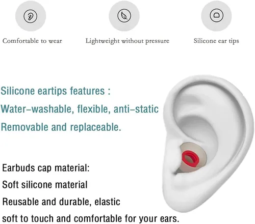 Miniatura 6 de 10 pares de puntas de silicona medianas para auriculares de repuesto para auriculares intraurales, puntas de goma para auriculares