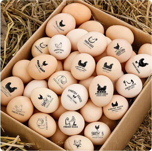 Miniatura 6 de Sellos de huevos personalizados para huevos frescos, sello personalizado de huevo de pollo con logotipo de nombre, sello de huevo personalizado