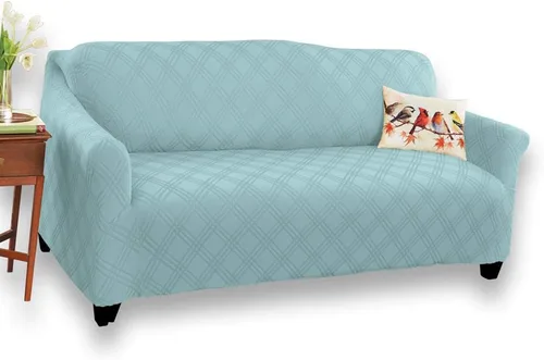 Miniatura 9 de Collections Etc Funda elástica para muebles de doble diamante, color azul marino, silla de ala