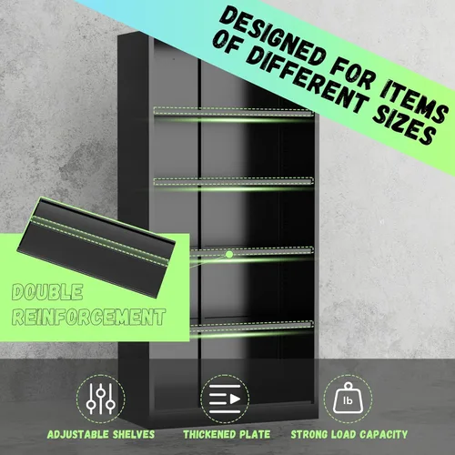 Miniatura 7 de Incbruce Gabinete de almacenamiento de metal para garaje, gabinete de almacenamiento de acero con bloqueo de 72 pulgadas con 2 puertas y 4 estantes