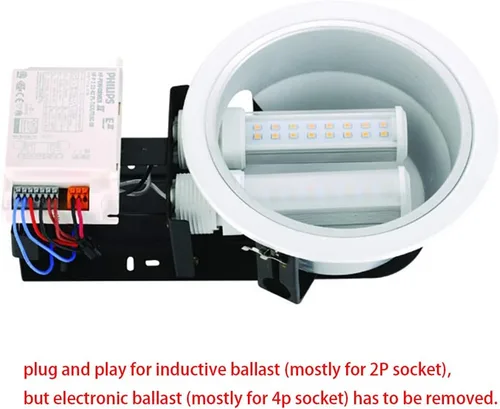 Miniatura 5 de 2 piezas G24d 2Pin 7W 5.7 pulgadas CFL 2U PL-C 13 W Horizontal LED de repuesto giratorio PL horizontal empotrable techo equivalente