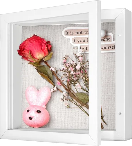 Miniatura 47 de Marco de caja de sombra pequeña de 5 x 5 con parte trasera de lino, resistente vitrina de memoria de flores, imágenes, medallas y más, color negro