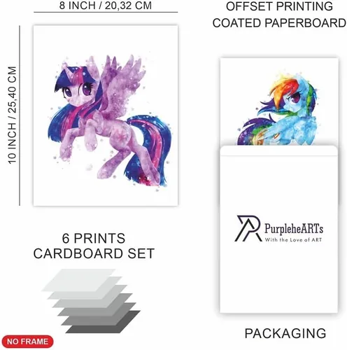 Miniatura 2 de PurpleheARTs Arte de pared de My Little Pony, póster de My Little Pony, decoración de habitación de poni para niños, juego de 6, sin marco, 8 x 10
