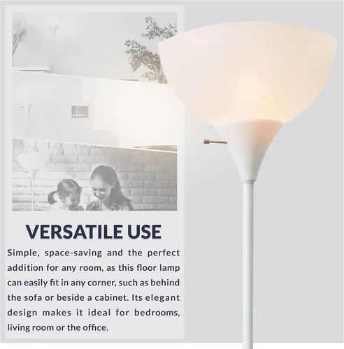 Miniatura 8 de Newhouse Lighting NHFL-JO-WH Joey Lámpara de pie moderna de 71 pulgadas para dormitorios, sala de estar, lámpara de pie duradera para el hogar