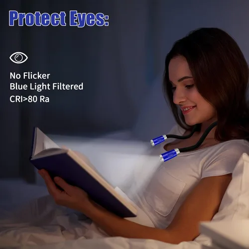 Miniatura 2 de LEDBOLIK - Luz de lectura para el cuello, 660 mAh recargable, luz de libro para leer en la cama, 6 de brillo, brazos flexibles, manos libres