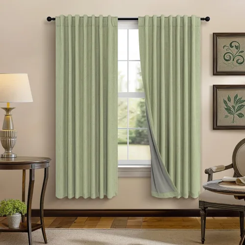 Miniatura 53 de Pitalk Cortinas cortas 100% opacas de lino para cafetería, 40 pulgadas de largo, 2 paneles, cortinas de puerta francesa para ventana, cortina