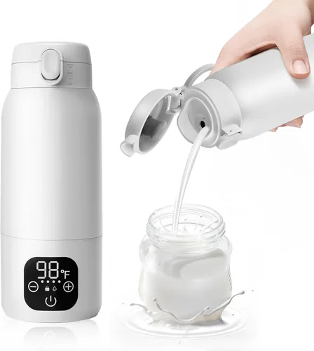 Calentador de botellas portátil para viajes, calentamiento rápido de 3 minutos para leche materna, fórmula y agua, frasco grande de acero inoxidable
