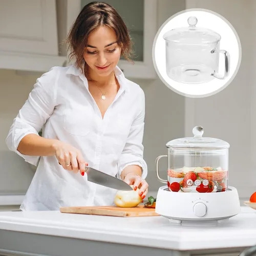 Miniatura 3 de DOITOOL Cacerola de vidrio con tapa, olla transparente para cocinar en la estufa, cacerola de cocción de vidrio con mango lateral para fideos