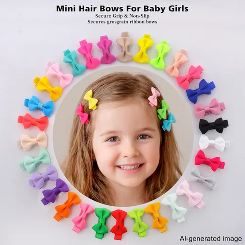 Miniatura 8 de Lazos para el pelo para niñas pequeñas: clips forrados con cinta de grogrén de 1.8 in, 60 piezas (30 pares)