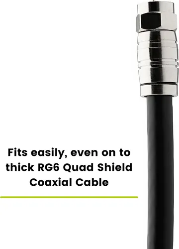 Miniatura 5 de trueCABLE - Conector F de compresión universal de fácil ajuste RG6 y RG6Q para cable coaxial Dual Shield (DS) Tri-Shield y Quad Shield (QS), 10
