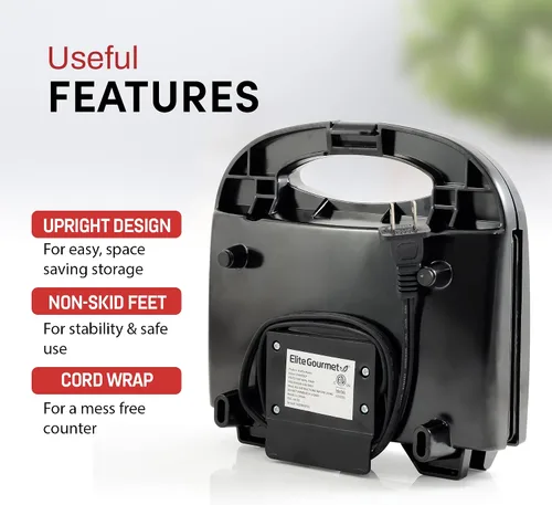 Miniatura 2 de Elite Gourmet Maxi-Matic - Máquina eléctrica antiadherente para hacer gofres belga, desayuno, sándwiches, compacta y portátil, 2 rebanadas