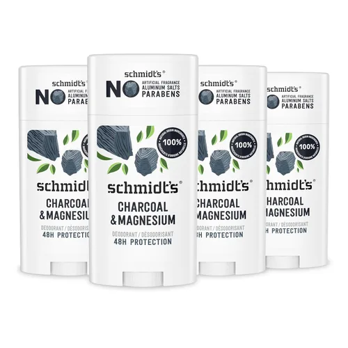 Schmidt's - Desodorante natural unisex Charcoal and Magnesium, sin aluminio, sin olores por 24 h, certificado como natural, vegano y libre de