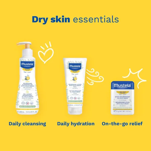 Miniatura 11 de Mustela Set de regalo para la hora del baño de piel seca para bebés, esenciales para el cuidado de la piel del bebé, con aguacate natural y crema