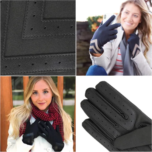 Miniatura 4 de isotoner - Guantes para mujer de elastano y forro polar con detalles estilo chevrón y compatible con pantallas táctiles
