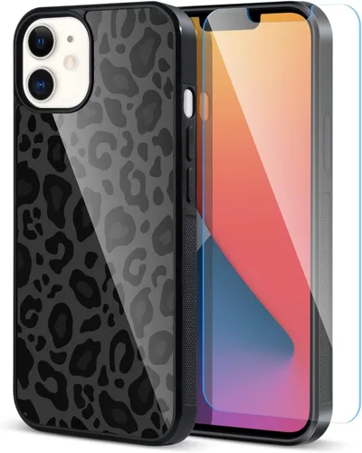 Miniatura 79 de TEAUGHT Compatible con iPhone 11 Funda con patrón lindo estampado de leopardo negro guepardo + protector de pantalla a prueba de golpes, funda