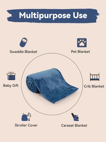 Miniatura 5 de TILLYOU Manta de forro polar para niños pequeños, 60 x 80 pulgadas, suave y cálida, para niños y niñas, color azul oscuro