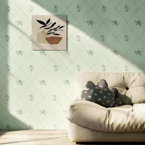 Miniatura 7 de Hopepak Papel pintado de despegar y pegar con rayas florales, papel pintado 17" x 78.7", papel de contacto con arco de flores verdes, papel pintado