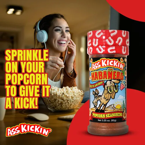 Miniatura 4 de ASS KICKIN' Condimento para palomitas de maíz Habanero – Ideal para palomitas de maíz gourmet o alitas de pollo y carne – Perfecto para rellenar