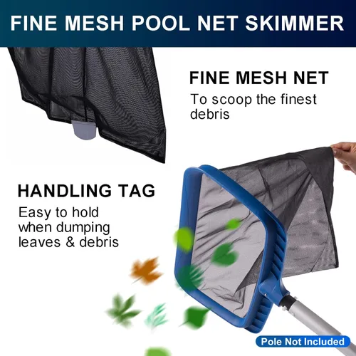 Miniatura 4 de Combo de red de piscina de malla fina y cabezal de cepillo, espumadera resistente con cepillos profesionales de 17.5 pulgadas para limpieza
