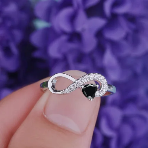 Miniatura 28 de Anillo Jo Wisdomo de compromiso. de plata esterlina, con corazón e infinito, anillo de amistad, para ella