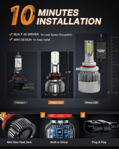 Miniatura 4 de Nilight Bombillas LED 9005/HB3 H11/H9/H8, combo de bombillas antiniebla de haz alto y bajo, 6000 K blanco frío IP67, Plug and Play, paquete de 4