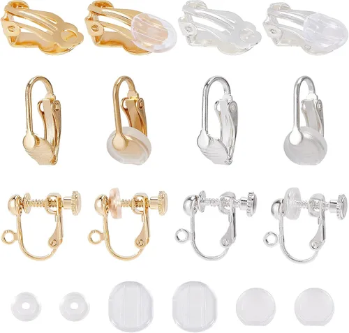 SUNNYCLUE 1 caja de 12 piezas chapados en oro de 24 quilates y plata de ley 925 chapados en plata de ley 925, juego convertidor de aretes