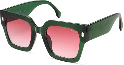 Miniatura 27 de SOJOS Gafas de sol cuadradas vintage de gran tamaño para mujer, estilo retro, de lujo, grandes, UV400 SJ2194