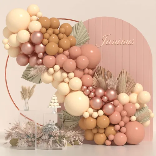 Miniatura 9 de Kit de arco de guirnalda de globos de color rosa claro y azul, 130 unidades de 5+12+18 pulgadas, globos de látex dorado con confeti rosa y azul