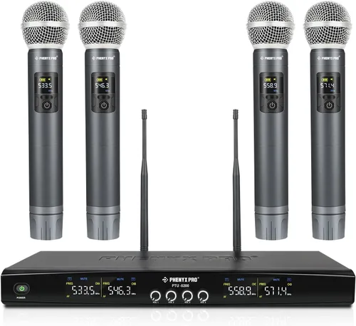 Miniatura 2 de Phenyx Pro Sistema de micrófono inalámbrico UHF PTU-5200-4H Bundle con cable de serpiente XLR de 3 pies