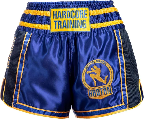 Hardcore Training Muay Thai - Pantalones cortos de combate para hombre, color azul, para Kick Boxing, MMA, combate deportivo