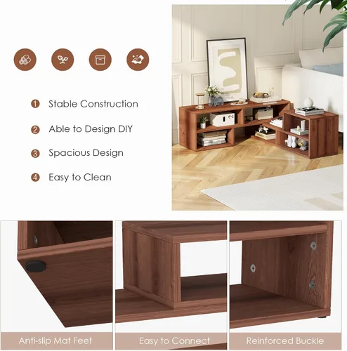 Miniatura 4 de Estantería de TV de 2 piezas, centro de entretenimiento en forma de L para televisores de 45 a 70 pulgadas, soporte de TV de cubo de 13 pulgadas