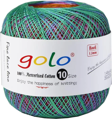Miniatura 113 de Golo - Bolas de hilo para crochet de algodón tamaño 10, color algodón para crochet D-Fresa D078-fresa