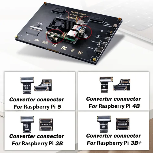 Miniatura 5 de GeeekPi Pantalla táctil capacitiva de 10.1 pulgadas para Raspberry Pi, monitor HDMI IPS 1024X600 pantalla LCD con doble altavoz para Raspberry Pi