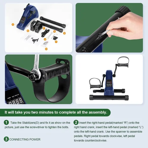 Miniatura 6 de Mini bicicleta estática motorizada ejercitadora de pedal eléctrica para personas mayores, entrenamiento de rehabilitación, ejercitador de pedal