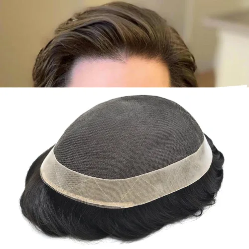 Miniatura 27 de Toupee For Men Real Human Hair Soft Swiss Lace Mens Toupee Hair Replacement System For Men Hairpieces Protesis Capilar Para Hombre 6x8 Medium light