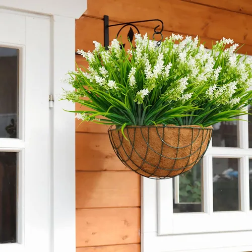 Miniatura 6 de Agusbagli 24 paquetes de plantas falsas de césped artificial, mono, vegetación de hierba de mono, resistente a los rayos UV, arreglo de arbustos