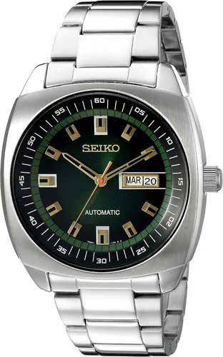 SEIKO Reloj automático para hombre – Serie Recraft – Caja y pulsera de acero inoxidable, calendario día/fecha, 164.0 ft resistente al agua y reserva