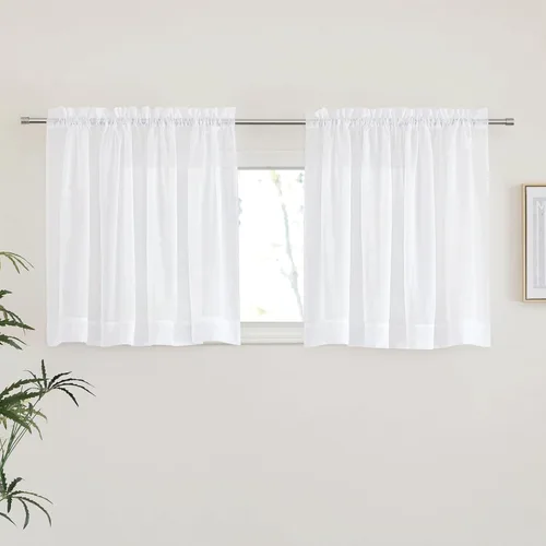 Miniatura 14 de NICETOWN Cortinas traslúcidas blancas de 63 pulgadas de largo para dormitorio, cortinas de gasa translúcida con bolsillo para barra, paneles