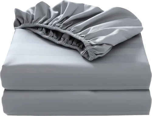 Miniatura 17 de Paquete de 2 sábanas bajeras de algodón puro tamaño individual XL para cama ajustable tamaño King dividido, 600 hilos, bolsillo profundo de 16 Gris