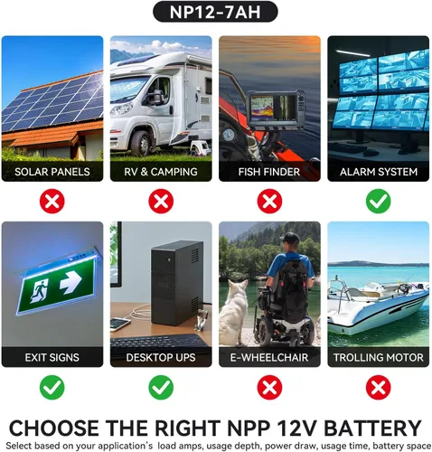 Miniatura 7 de NPP 7 Ah 12 V, batería AGM recargable, terminal 6FM7 F1 12 voltios, baterías UPS pequeñas de reemplazo para UB1270, sistemas de alarma, luces
