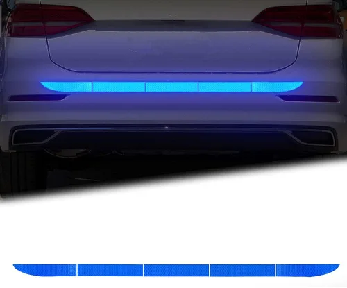 Adhesivo reflectante para parachoques trasero de automóvil, tiras reflectantes para maletero de automóvil, cintas de advertencia de visibilidad Azul