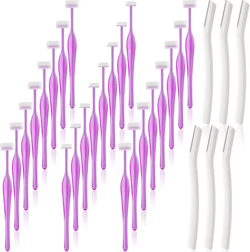 ANCIRS Paquete de 30 maquinillas de afeitar de cejas para maquillaje de mujer, herramienta facial en forma de T para cejas de ojos, kit de recorte