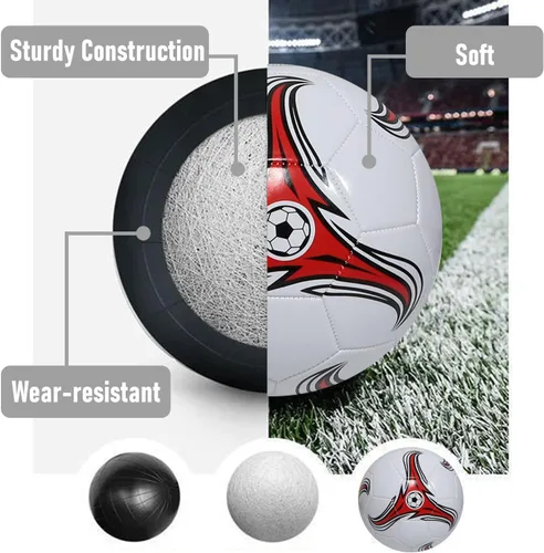 Miniatura 4 de Youlina Paquete de 6 pelotas de fútbol de Navidad desinfladas con bomba, pelotas de fútbol a granel, pelotas de fútbol clásicas con bolsa deportiva
