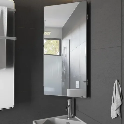 Miniatura 2 de eclife Armario de medicina de esquina de baño de 24 pulgadas con espejo, gabinete de espejo de pared negro de una sola puerta, gabinete