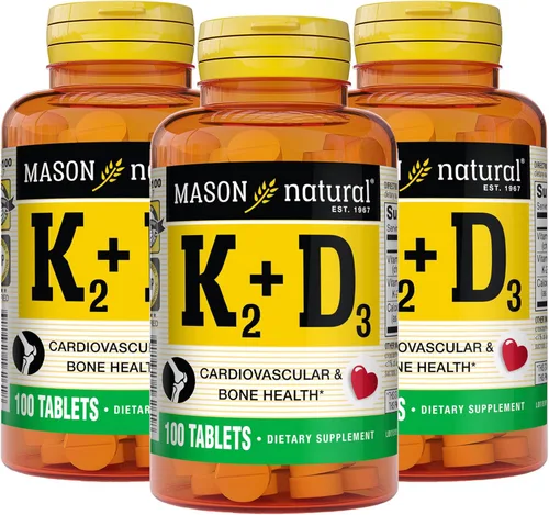 Miniatura 8 de MASON NATURAL Vitamina K2 100 mcg Plus Vitamina D3 - Apoya la salud ósea, cardiovascular y muscular, 100 tabletas
