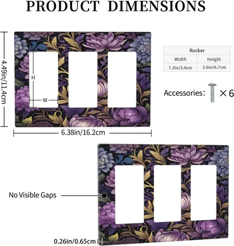 Miniatura 63 de Decorative Outlet Covers Blue Background White Cat Daisy Floral 2-Gang 1-Gang Wall Plate Single Toggle/Rocker Farmhouse Style Light Switch Covers