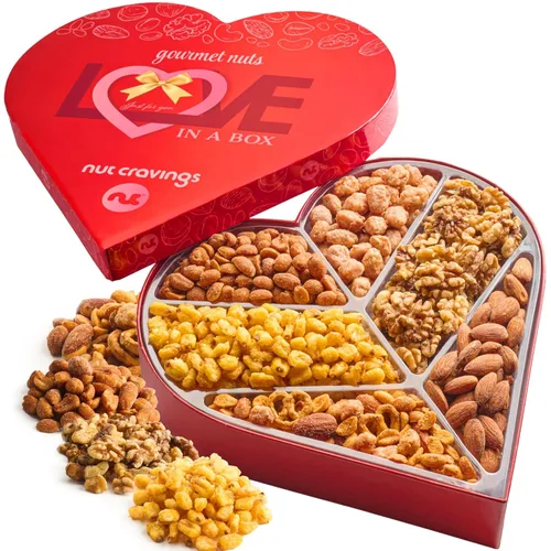 Miniatura 10 de Canasta de regalo con frutos secos para Navidad y festividades + cinta verde (juego de 7 piezas, 2.2 libras), bandeja preparada de alimentos