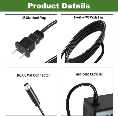 Miniatura 7 de Cargador de 42V 2A para Volpam 36V Batería Compatible con VOLPAM SP06 / SP03 / SP06 GS / SPT7 Cable adaptador de corriente