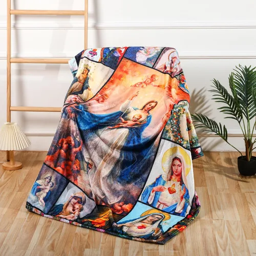 Miniatura 8 de Manta de microfibra Virgen María, manta de microfibra con diseño de Nuestra Señora de Guadalupe, cálida y acogedora manta cristiana de oración