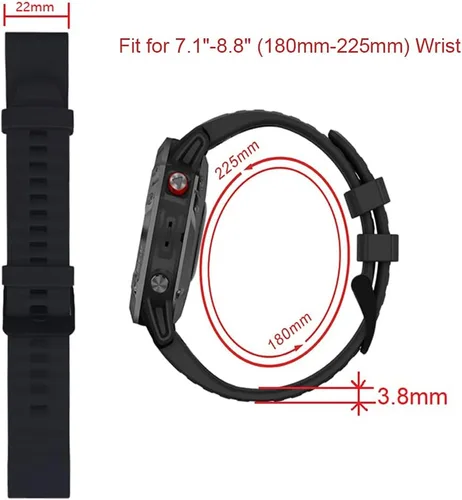Miniatura 3 de AISPORTS Correa de silicona compatible con Garmin Fenix 7/7 Pro/6/6 Pro/5/5 Plus, correa de reloj de ajuste rápido de 0.866 pulgadas, correa Azul